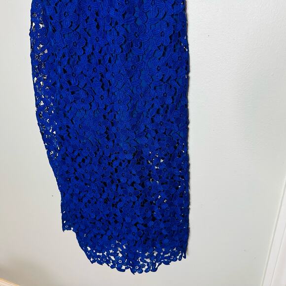 SLATE & WILLOW Cobalt Blue Lace Sleeveless Partially Lined Midi Dress Size 4 - Picture 6 of 12